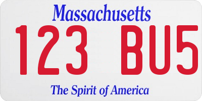 MA license plate 123BU5