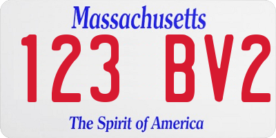 MA license plate 123BV2