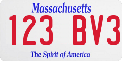 MA license plate 123BV3