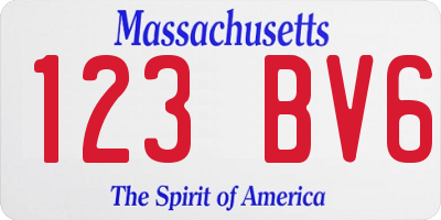 MA license plate 123BV6