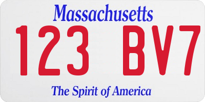 MA license plate 123BV7