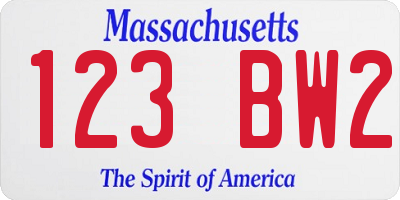 MA license plate 123BW2