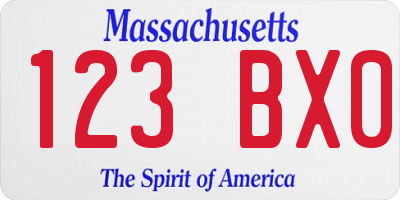MA license plate 123BX0