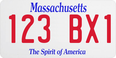 MA license plate 123BX1