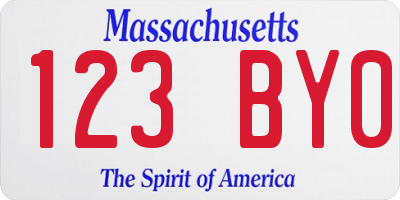 MA license plate 123BY0