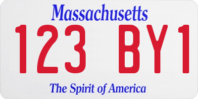 MA license plate 123BY1