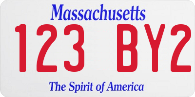 MA license plate 123BY2