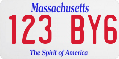 MA license plate 123BY6
