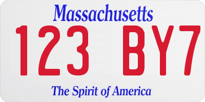 MA license plate 123BY7