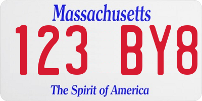 MA license plate 123BY8