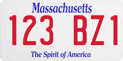 MA license plate 123BZ1