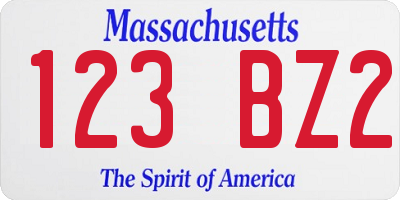 MA license plate 123BZ2