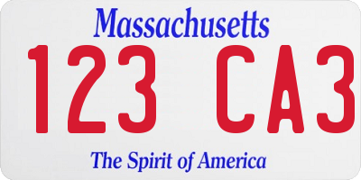 MA license plate 123CA3
