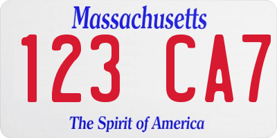 MA license plate 123CA7