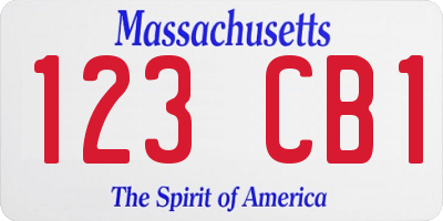 MA license plate 123CB1