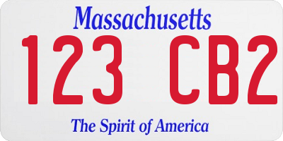 MA license plate 123CB2