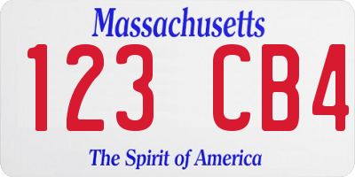 MA license plate 123CB4