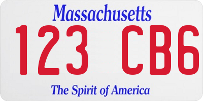 MA license plate 123CB6