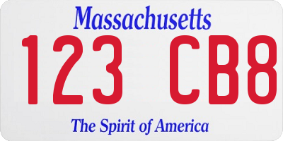 MA license plate 123CB8