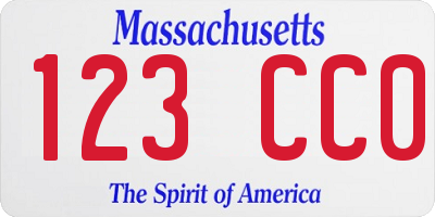 MA license plate 123CC0