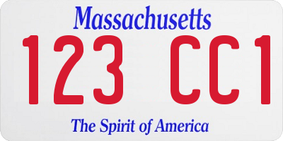 MA license plate 123CC1