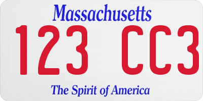 MA license plate 123CC3