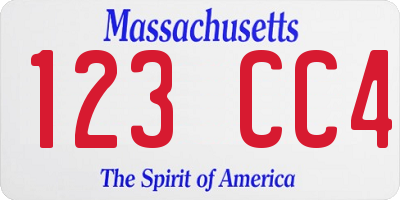 MA license plate 123CC4