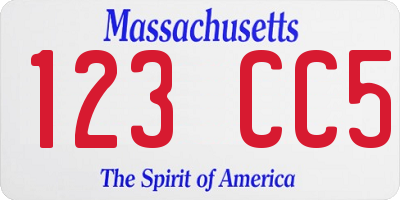 MA license plate 123CC5