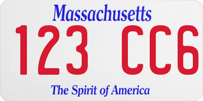 MA license plate 123CC6