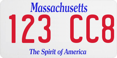 MA license plate 123CC8