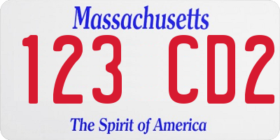 MA license plate 123CD2