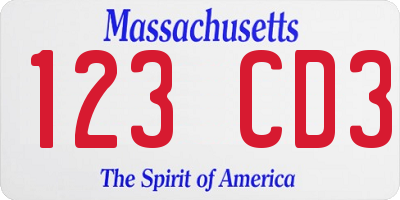 MA license plate 123CD3