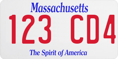 MA license plate 123CD4