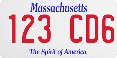 MA license plate 123CD6