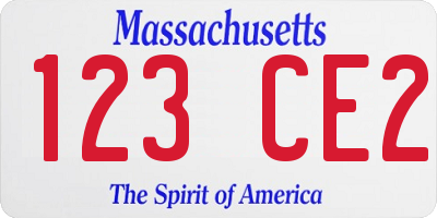 MA license plate 123CE2