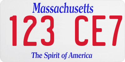 MA license plate 123CE7