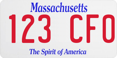 MA license plate 123CF0