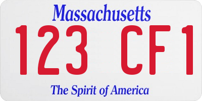 MA license plate 123CF1