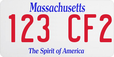 MA license plate 123CF2