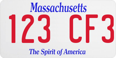 MA license plate 123CF3