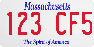 MA license plate 123CF5