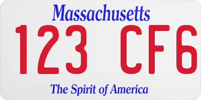 MA license plate 123CF6