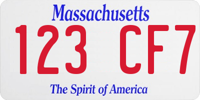 MA license plate 123CF7