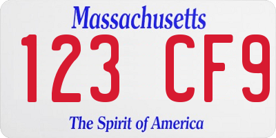 MA license plate 123CF9