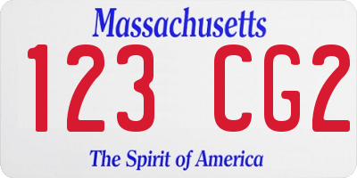 MA license plate 123CG2