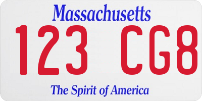 MA license plate 123CG8