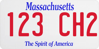 MA license plate 123CH2