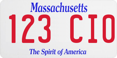 MA license plate 123CI0