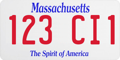MA license plate 123CI1