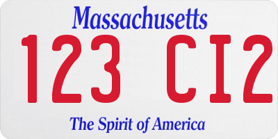 MA license plate 123CI2